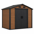 Abri de jardin en plastique marron et noir avec toit incliné 254x197x208 cm