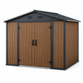 Abri de jardin en composite marron avec cadre en acier galvanisé