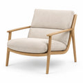 Fauteuil en bois de chêne et tissu beige