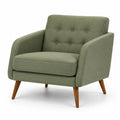 Fauteuil en tissu polyester vert avec pieds en bois