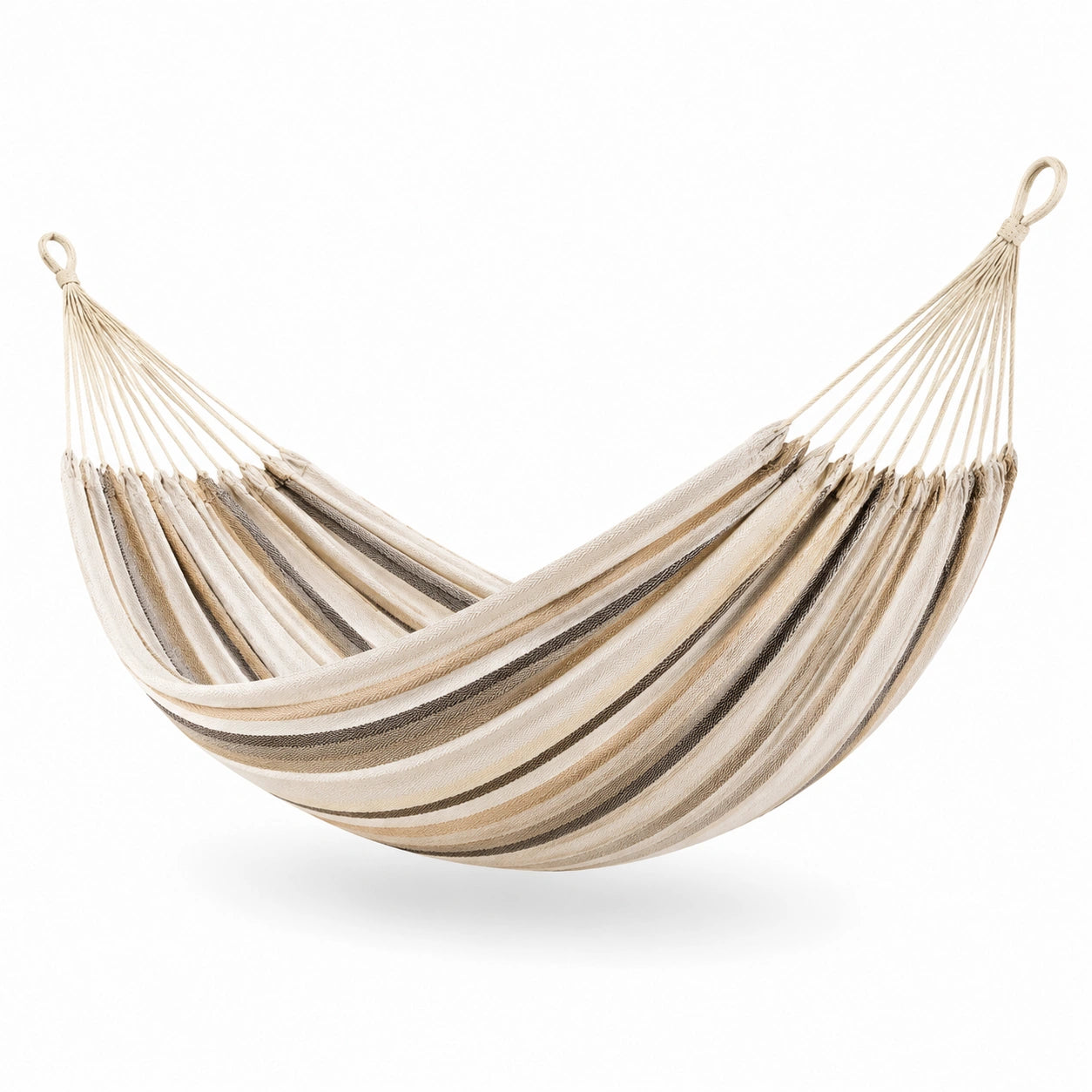 Hamac en Coton Rayé Beige et Marron 200x140 cm