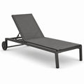 Chaise longue extérieure en aluminium et textilène gris 200x65x35 cm