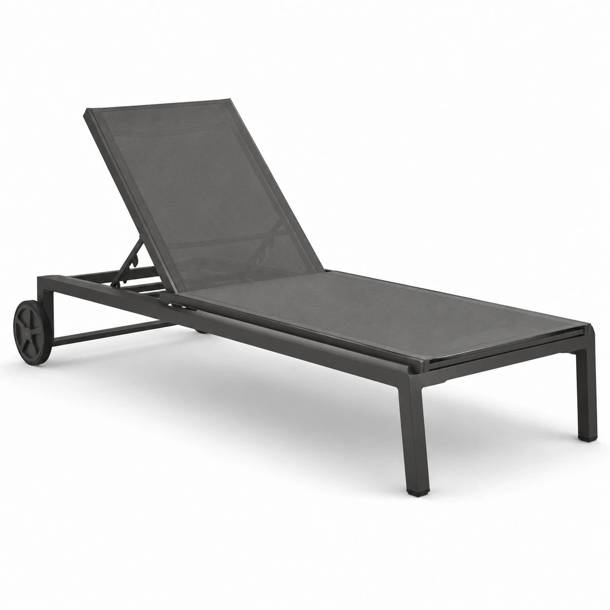 Chaise longue extérieure en aluminium et textilène gris 200x65x35 cm