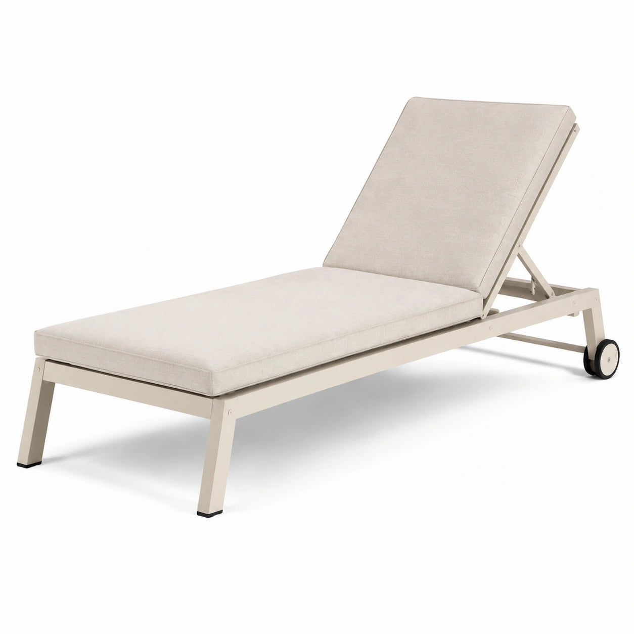 Chaise longue bain de soleil aluminium beige 200x75x35cm