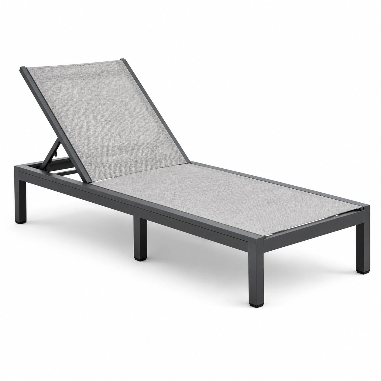 Chaise longue extérieure aluminium et textilène gris