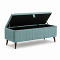 Banc de rangement en velours avec pieds en bois 140 cm