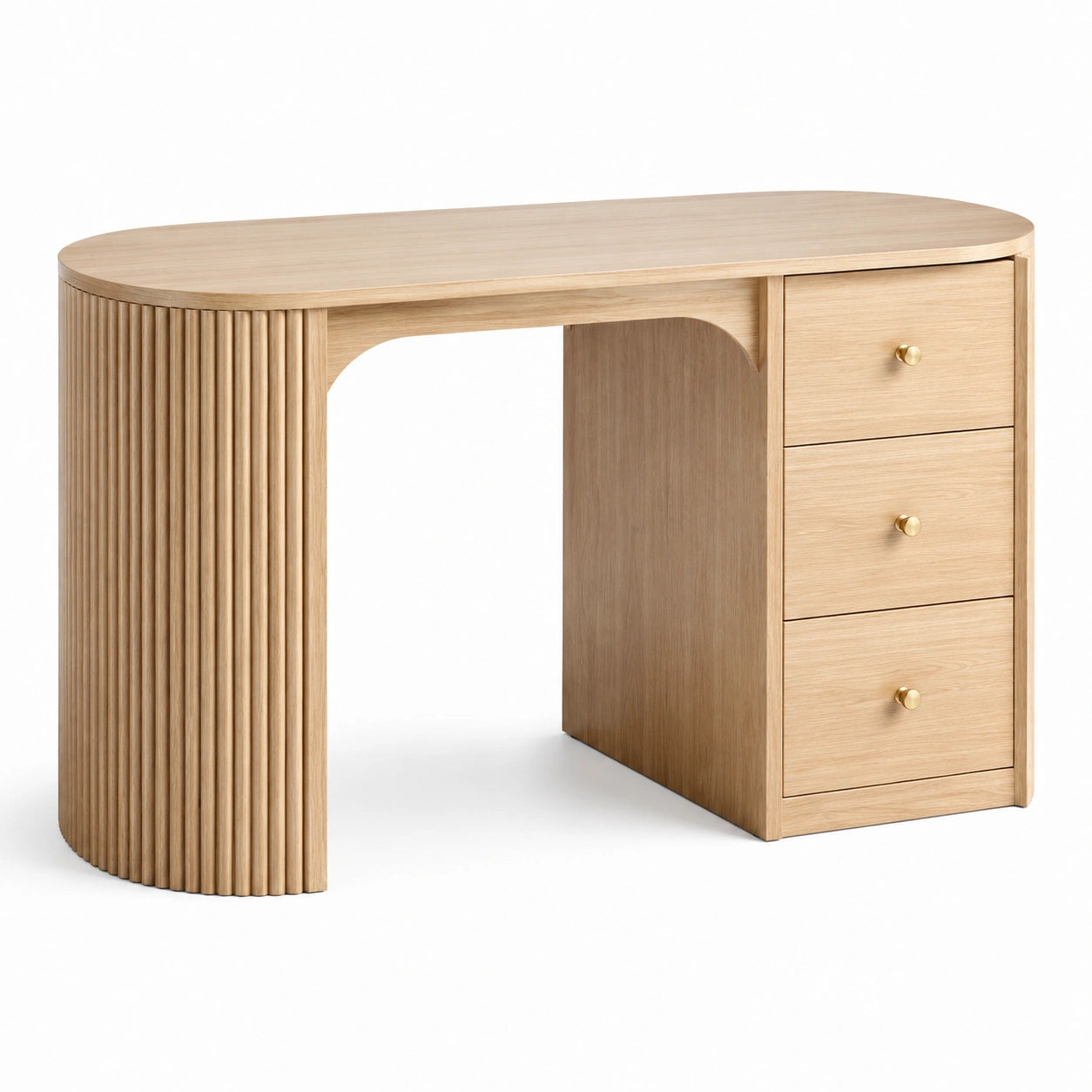 Bureau en bois plaqué chêne avec tiroirs