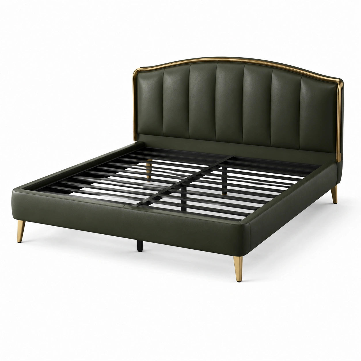Cadre de lit en cuir PU vert avec tête de lit en métal 200x160 cm