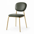 Chaise en cuir synthétique vert pied en métal doré