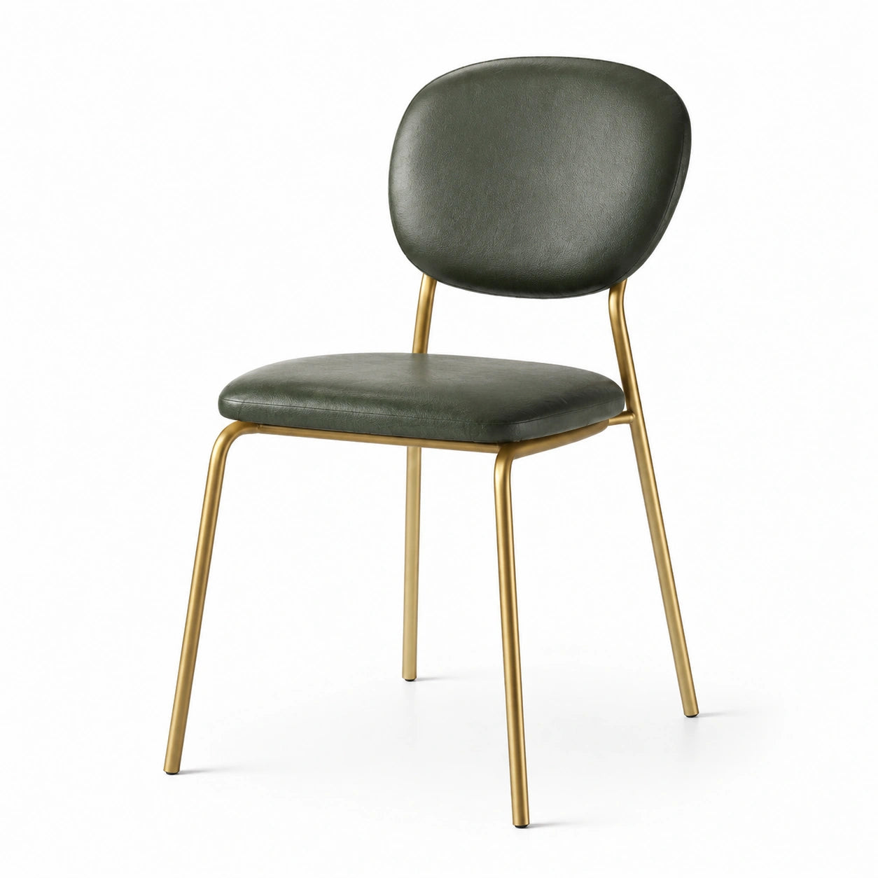 Chaise en cuir synthétique vert pied en métal doré