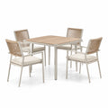 Ensemble de salle à manger extérieur en aluminium et bois composite beige pour 4 personnes