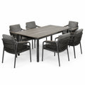 Ensemble de jardin en aluminium avec table et 6 chaises gris anthracite