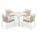Ensemble de jardin en aluminium avec 4 chaises en corde beige