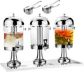 asdchZen Distributeurs de boissons glacées, 87 × 35 × 58 cm / 34,2 × 13,7 × 22,8 po, 24 L (3 récipients), Acier inoxydable, Argenté / Plaqué or