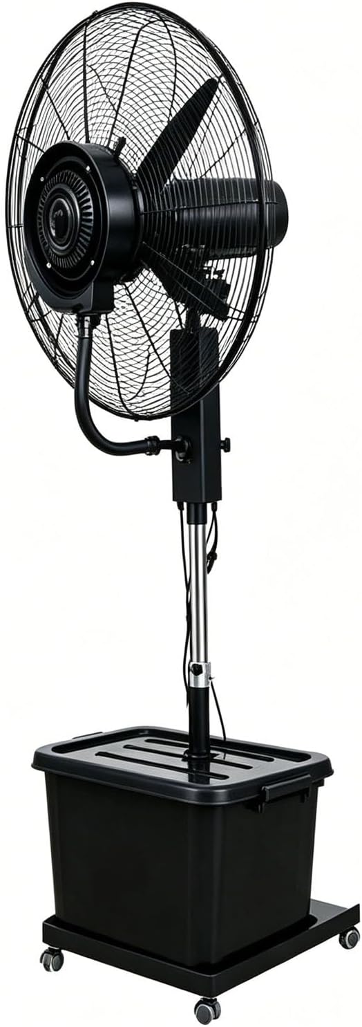 Lsoiup Ventilateurs sur pied, 42 L, 71 cm, Blanc, Ventilateur Brumisateur Extérieur Professionnel, 3 Vitesses