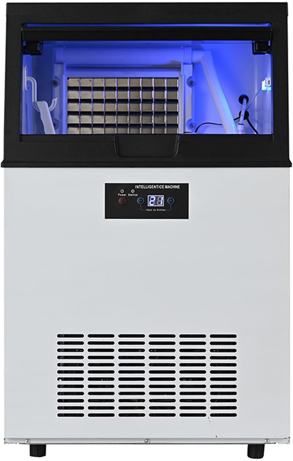ZenSeFarin machine à glaçons, 480 × 450 × 780 mm, 380 W, 100 kg, 15 kg, Argenté, Industrielle /24 h, Compresseur