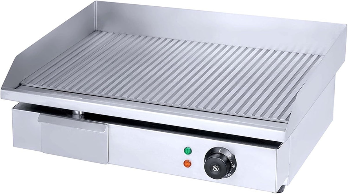 RUYICZB Grills électriques, 3000 W, 220-240 V, 3000 W, argent, Zones De Cuisson Rainurée Température Réglable Maison Restaurant