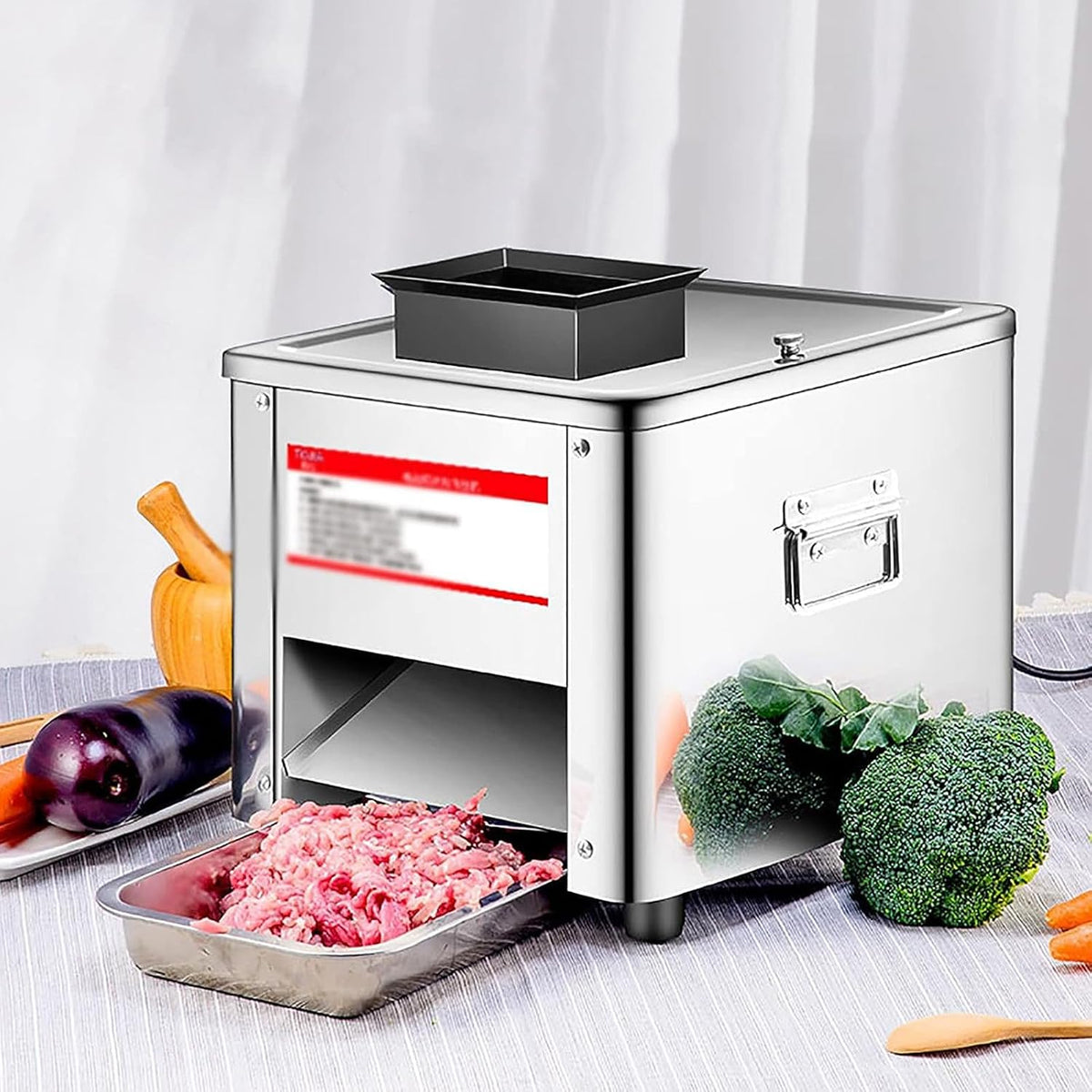 HTTGDGDH trancheuse électrique, 32 × 30 × 35 cm, 7.0 mm, Argenté, Trancheuse et râpe électrique pour Viande