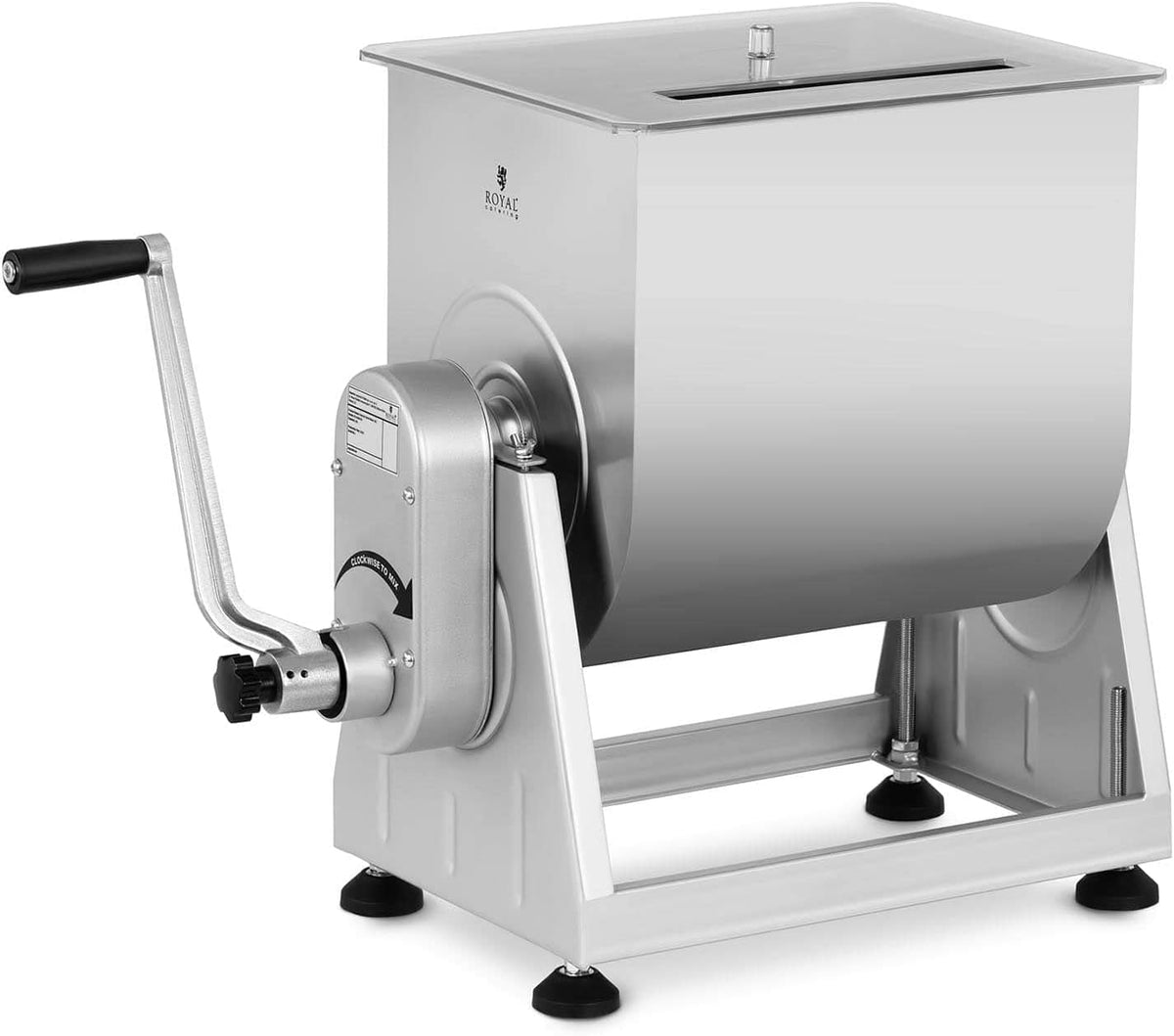 Royal Catering blender, 28 l, Transparent/Argenté, Mélangeur À De Viande Professionnel Mixeur RC-MMA28 (, Couvercle Transparent