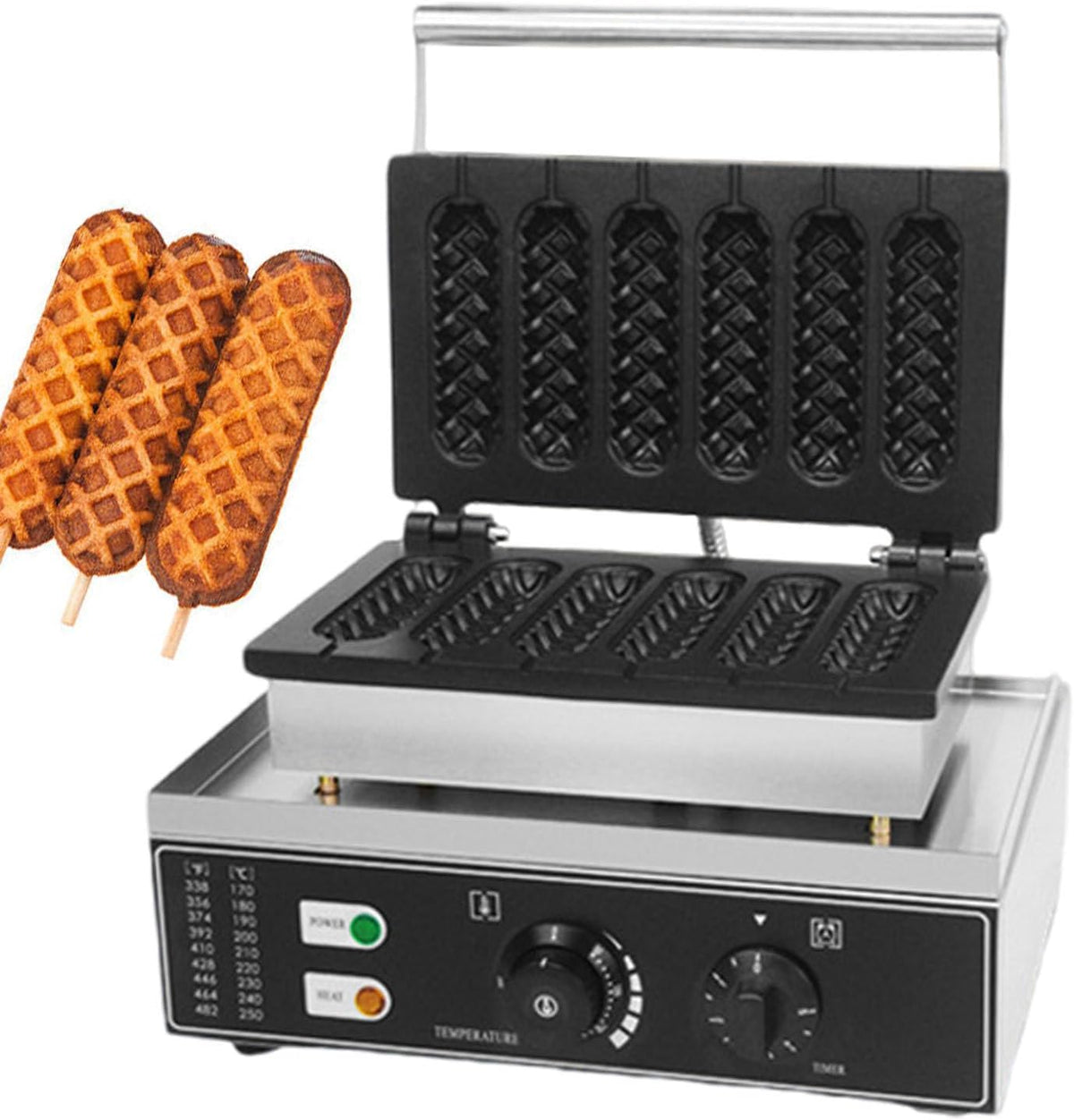pealiritansemen gaufrier, 1550 W, Noir, Machine À Hot-Dogs pour Muffins, Machine À Hot-Dogs Commerciale, 6 s Antiadhésifs