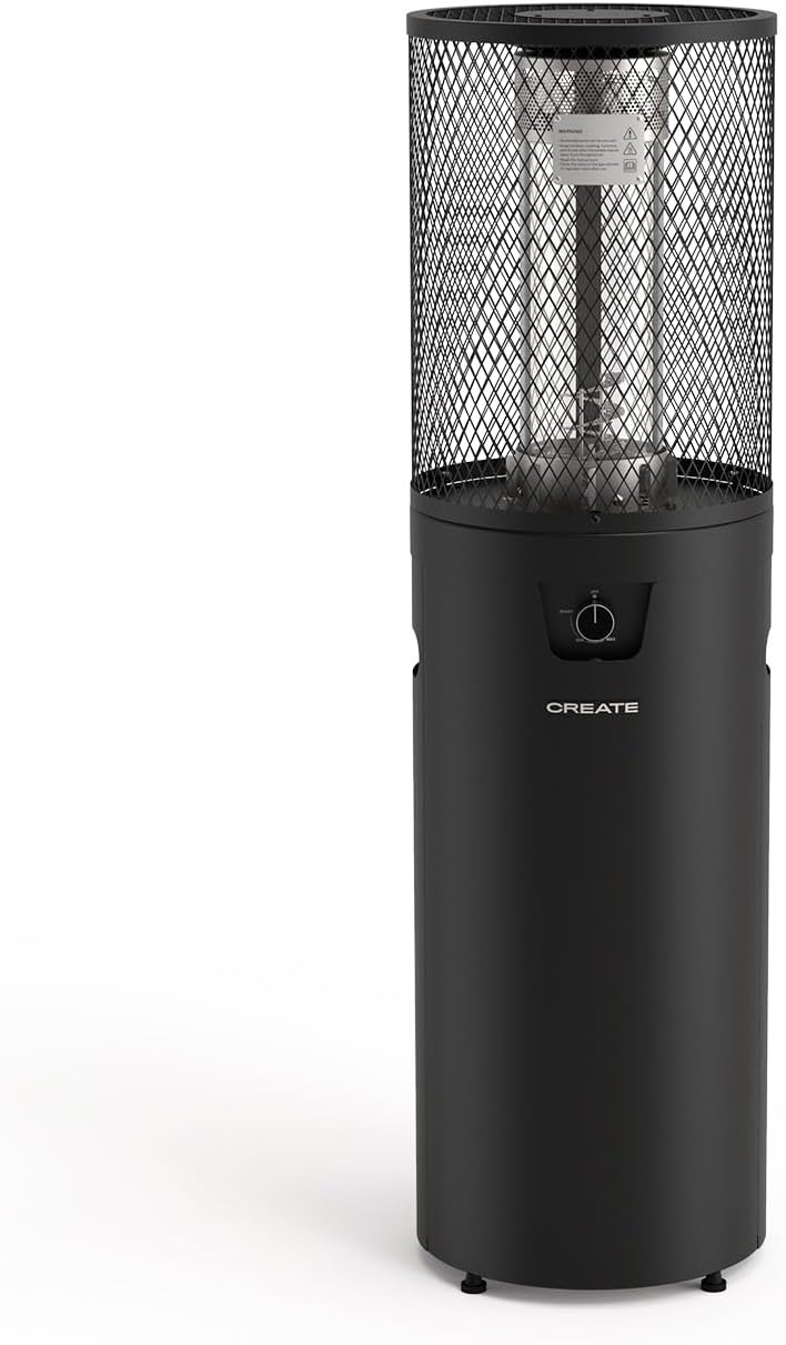 CREATE Appareils de chauffage extérieur, 8 kW, Noir, flamme réglable, sécurité, usage extérieur, matériaux résistants