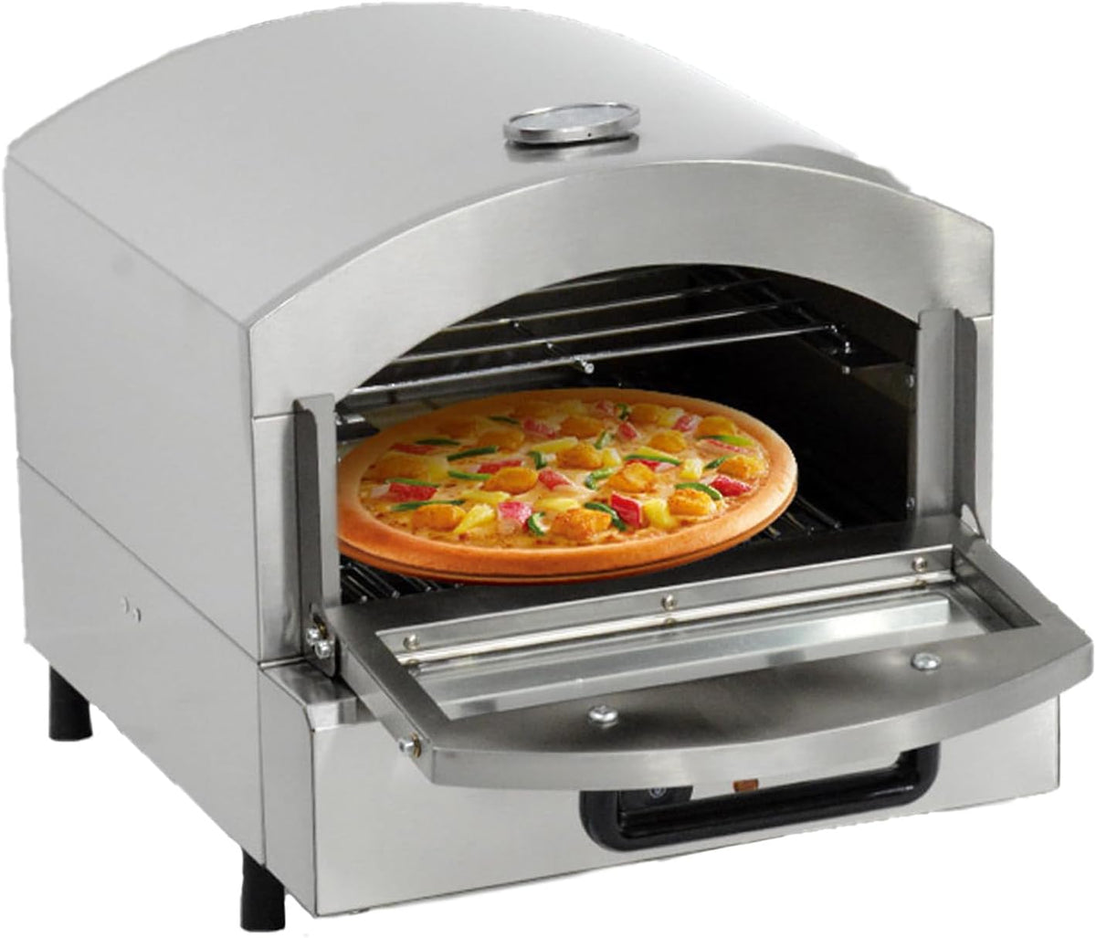 Kindevieft four à pizza, 425x520x410 mm, 12 Pouces, Argenté, Portable Au Propane avec Pierre à Pizza, L'ExtéRieur