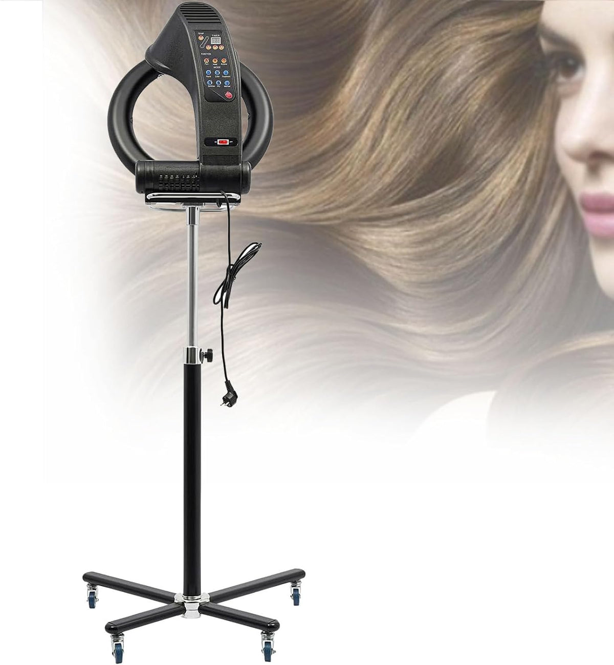 SACLMD Sèche-cheveux, 220 V, 1200 W, Noir, Casque Seche Professionnel, Coiffure sur Pied Séchoir À Cheveux De Salon Séchage
