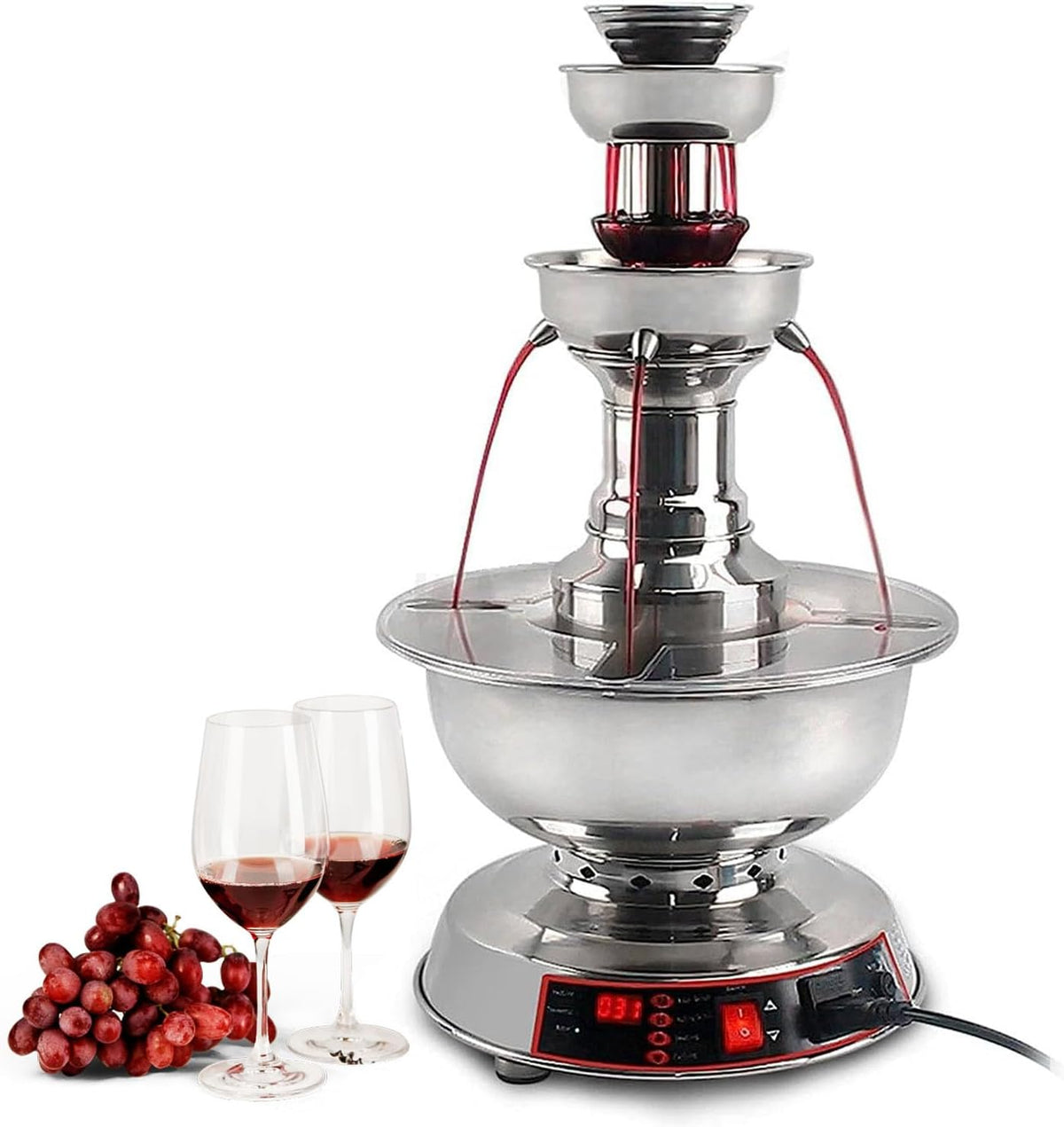 Distributeur Fontaines et fondues chocolat, 3,5 L, Argenté, de vin électrique, fontaine de fête de avec température réglable