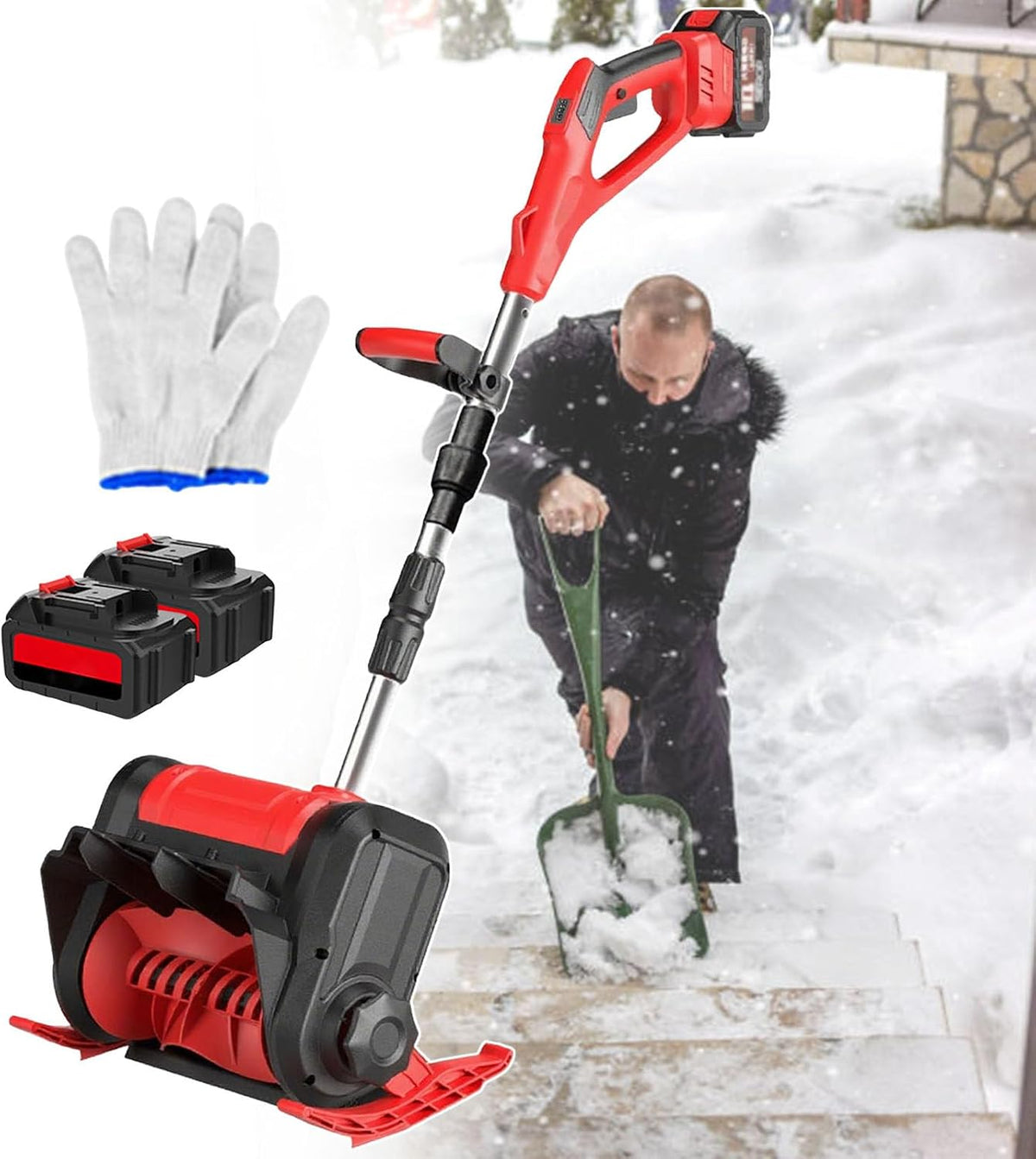 pealiritansemen fraise à neige, 60 x 39 x 28 cm, Moteur sans balais 1200 W tout cuivre, 30 cm, Rouge, - Manche en Alliage D'aluminium Pliable