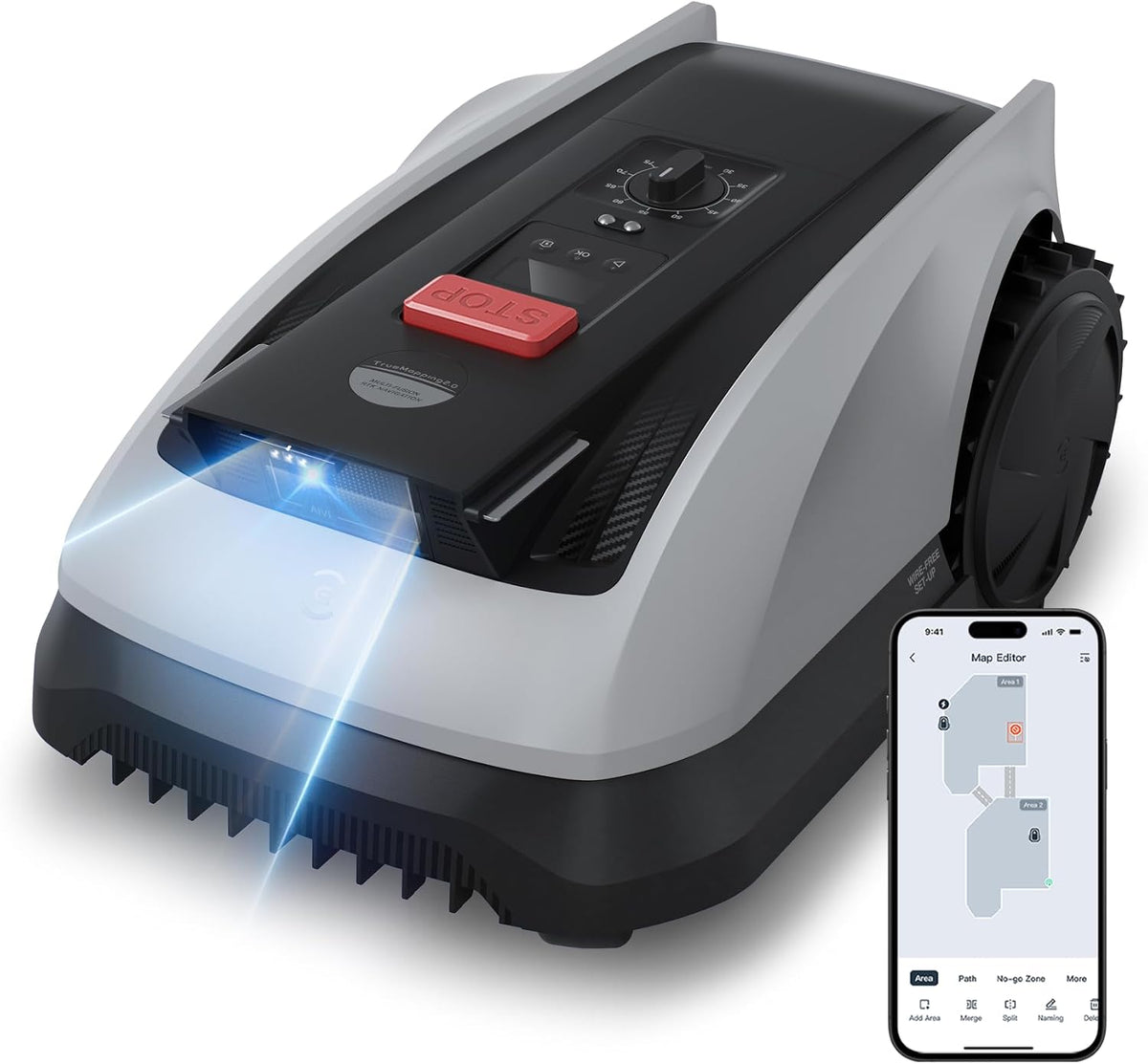 ECOVACS Tondeuses robot, 600 m, Noir, Goat O600 RTK Robot Tondeuse sans Fil， ², Navigation RTK + Vision, Cartographie Automatique