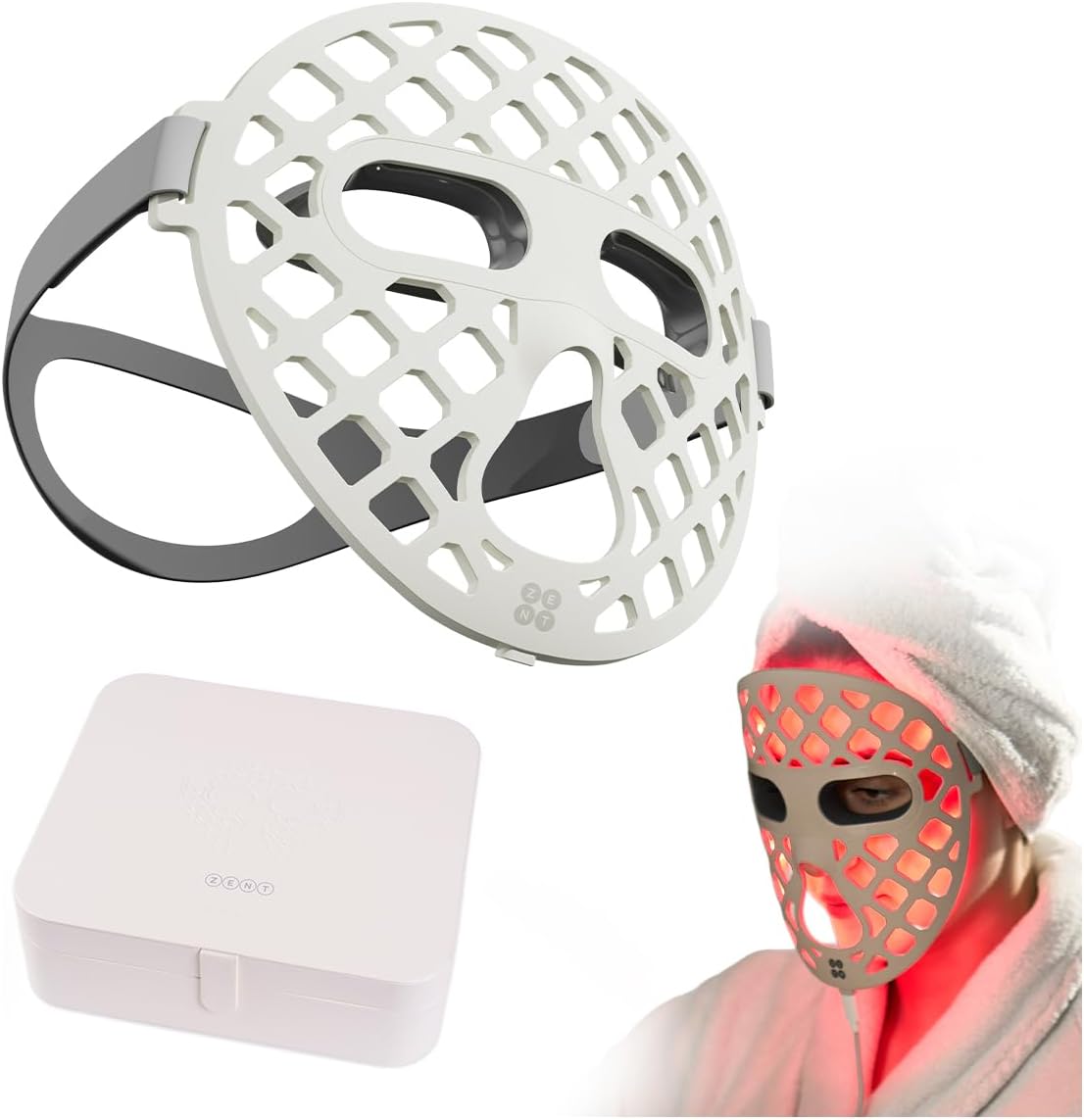 ZENT Masques, Rouge/Bleu/Jaune, Masque LED 4-en-1, Masque led visage luminothérapie, Thérapie par lumièreinfrarouge