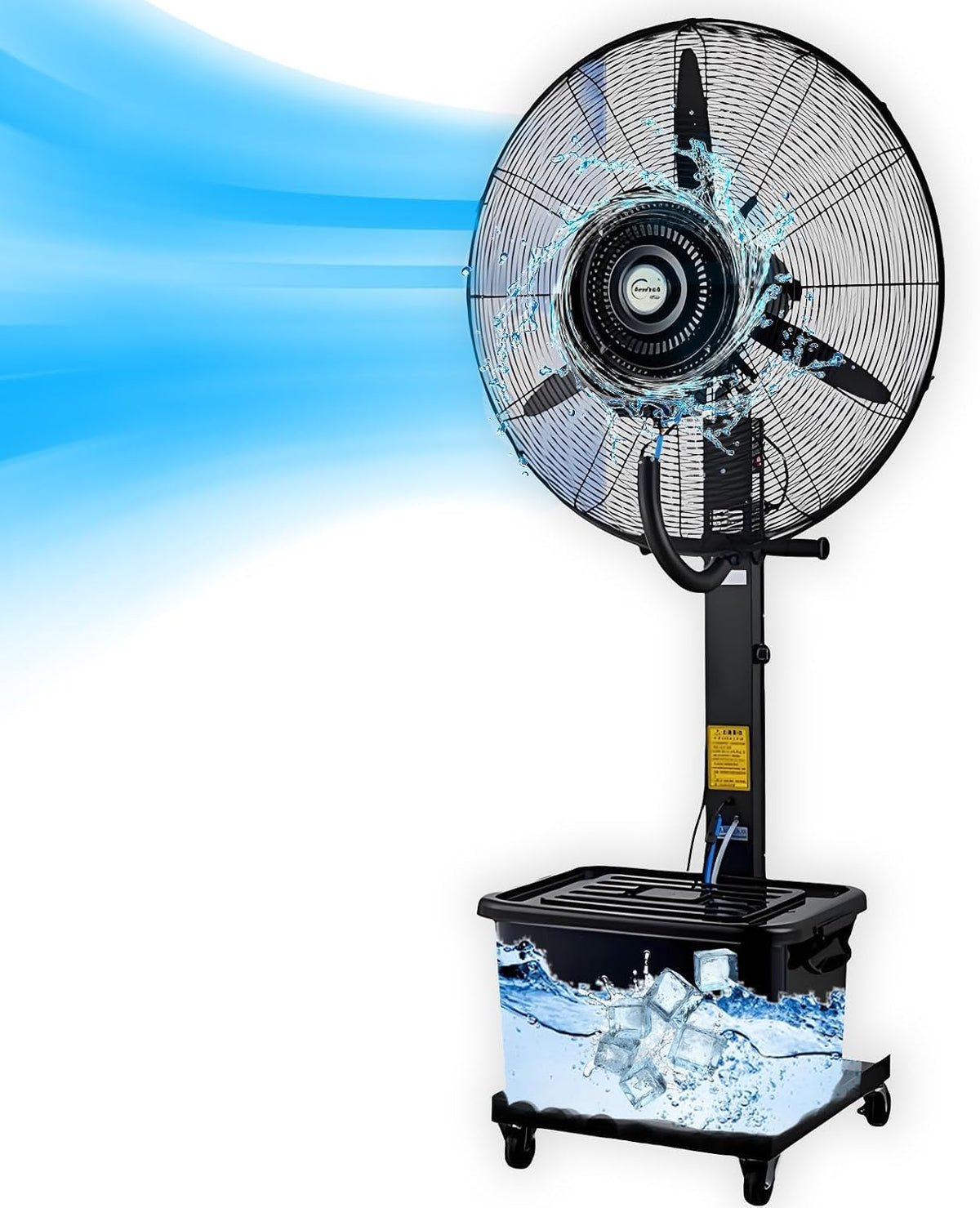 LXHGVKHJ Ventilateurs sur pied, 320 W, 220 V, 42 L, 65 cm, Noir, Ventilateur Brumisateur Industriel sur Pied, Réservoir