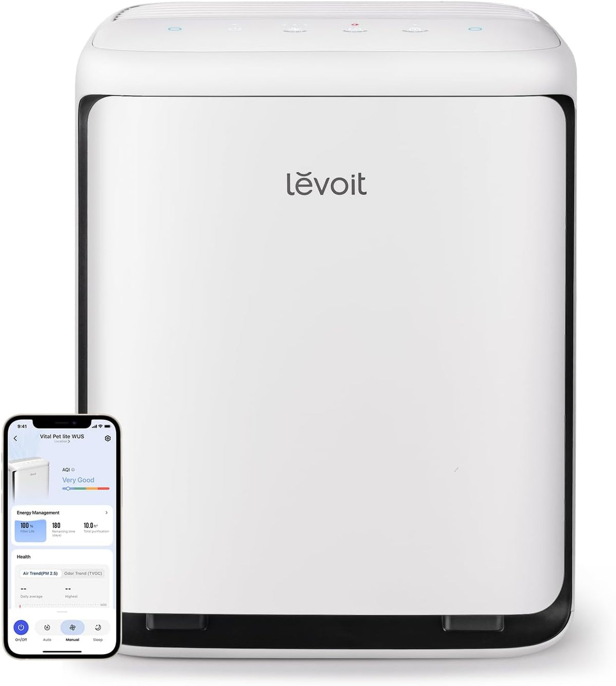 Levoit purificateur d'air, Blanc, pour animaux domestiques - Grande pièce avec préfiltre lavable
