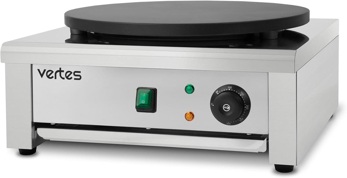 vertes Crêpières, 40 cm, 3000 W, Argenté, Plaque à crêpes électrique en acier inoxydable avec plaque de (