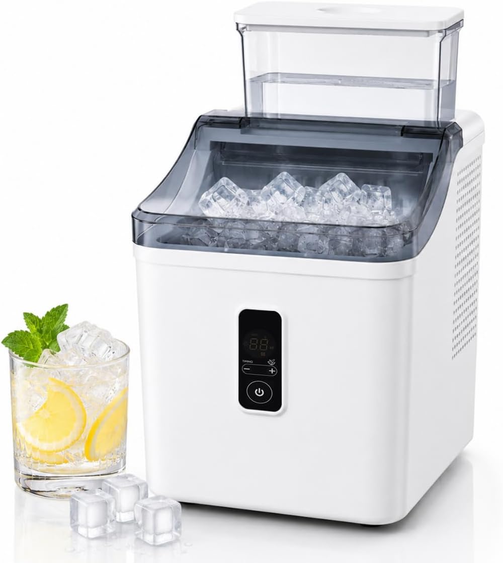 iTOMA machine à glaçons, Gris, avec 2 façons d'ajouter de l'eau, portable autonettoyante pour maison/cuisine/bureau/camping-car