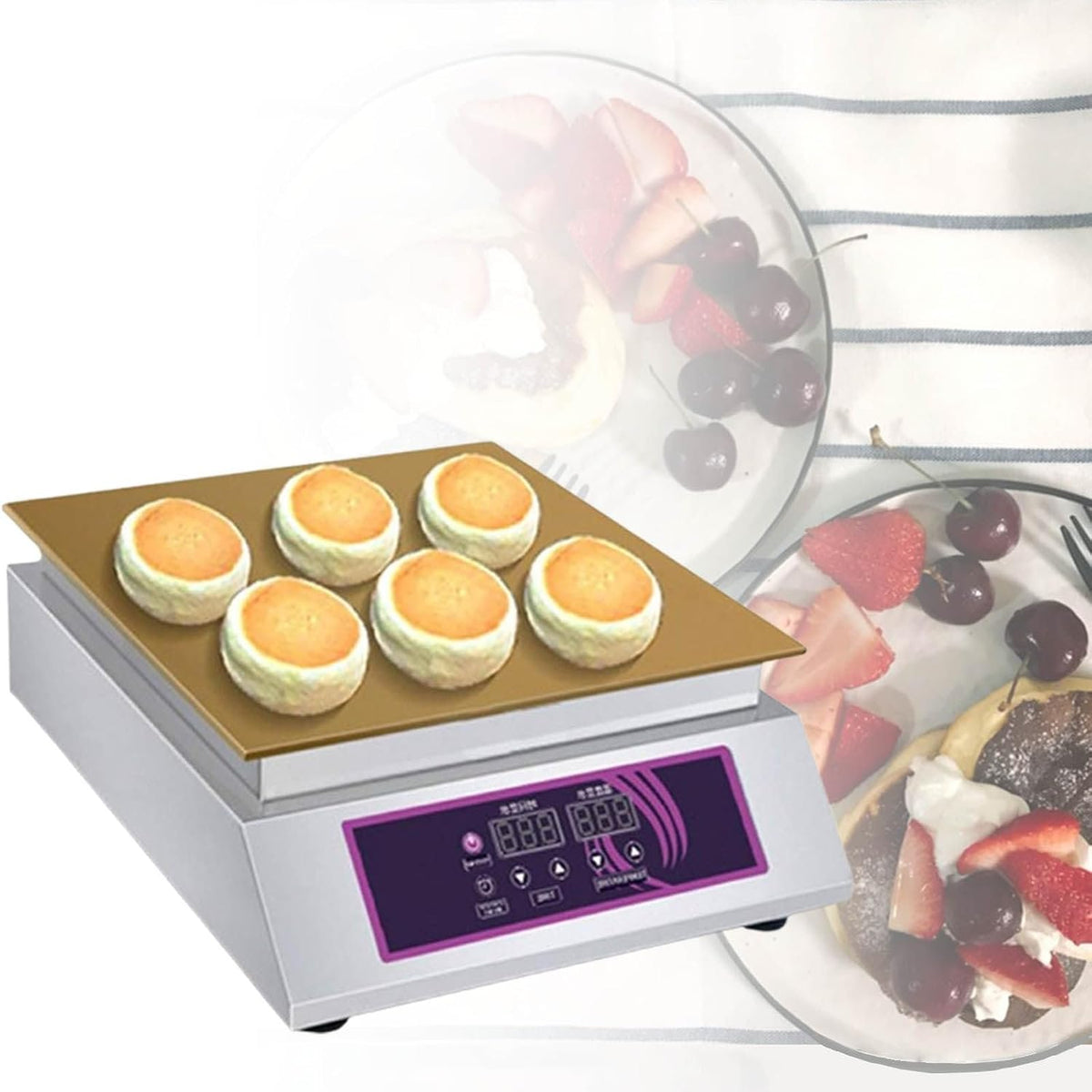 MhWrughts Crêpières, Acier inoxydable, Argenté, Machine à souffler Commerciale, Machine à crêpes, boulangeries