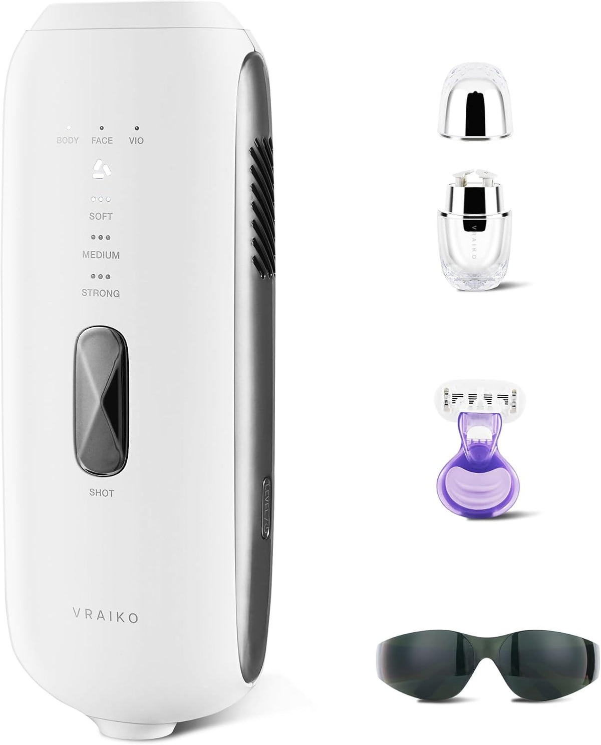 VRAIKO épilateur à lumière pulsée, Noir, LYRA IPL Hair Removal Device, Laser Hair Removal for Women and Men