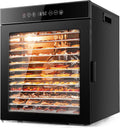 Kwasyo déshydrateur alimentaire, Argenté/Noir, 12 Plateaux en Acier Inoxydable, Tout en Noir, Structure à Double Couche