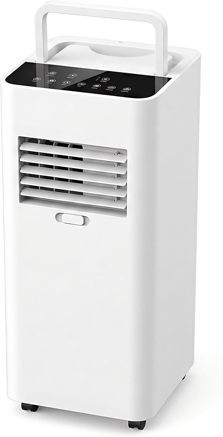 climatiseur portable HUANQIN, 7000 BTU, 24 m, Blanc, Climatiseur Mobile Réversible avec Kit Fenêtre, Refroidit jusqu'à ² pour Chambre Bureau
