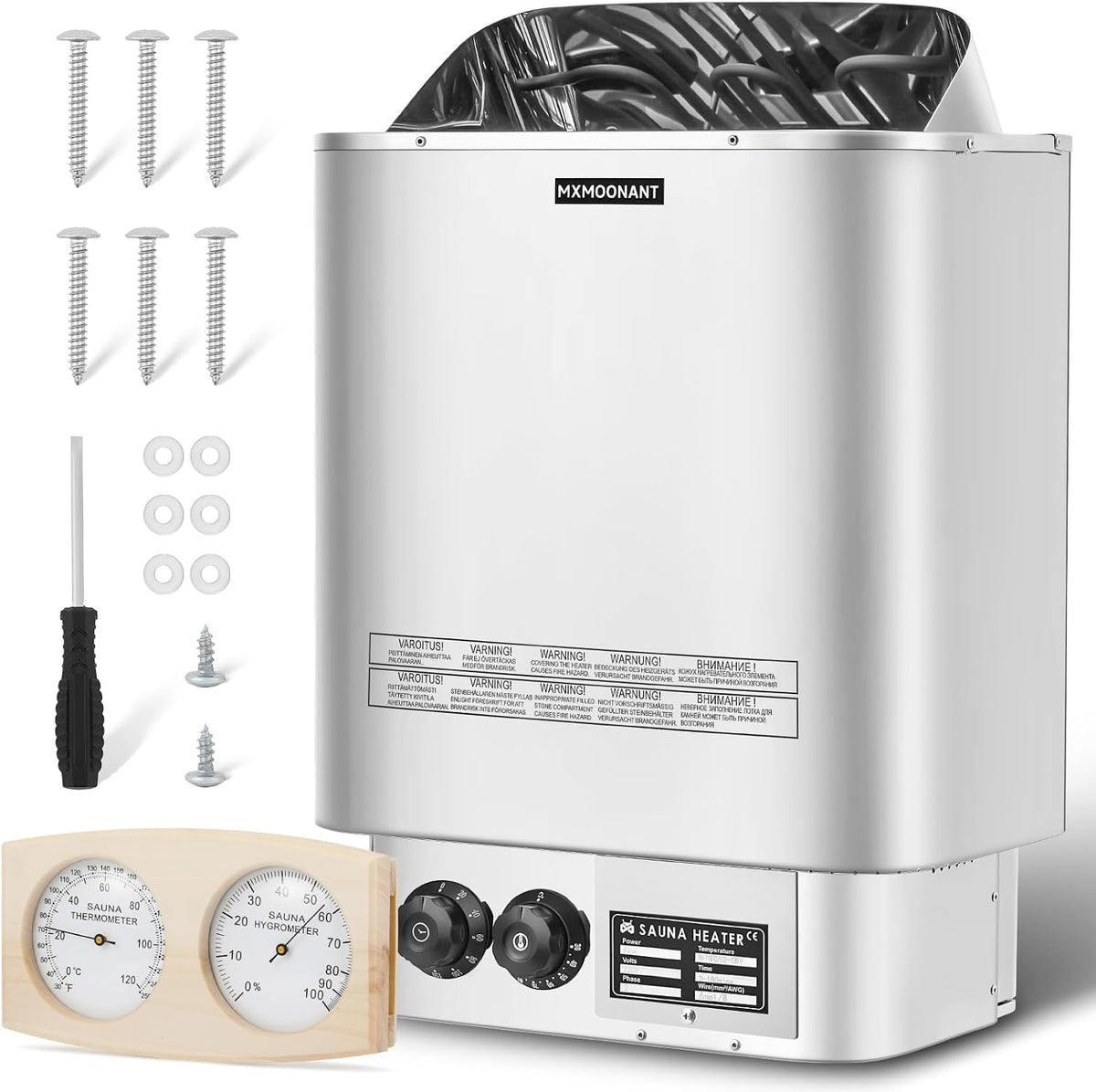 Mxmoonant équipement de sauna, 6KW, 9 m, 230 V, Noir, Poêle Électrique pour Sauna Max ³ - Bouton Rotatif, la Maison