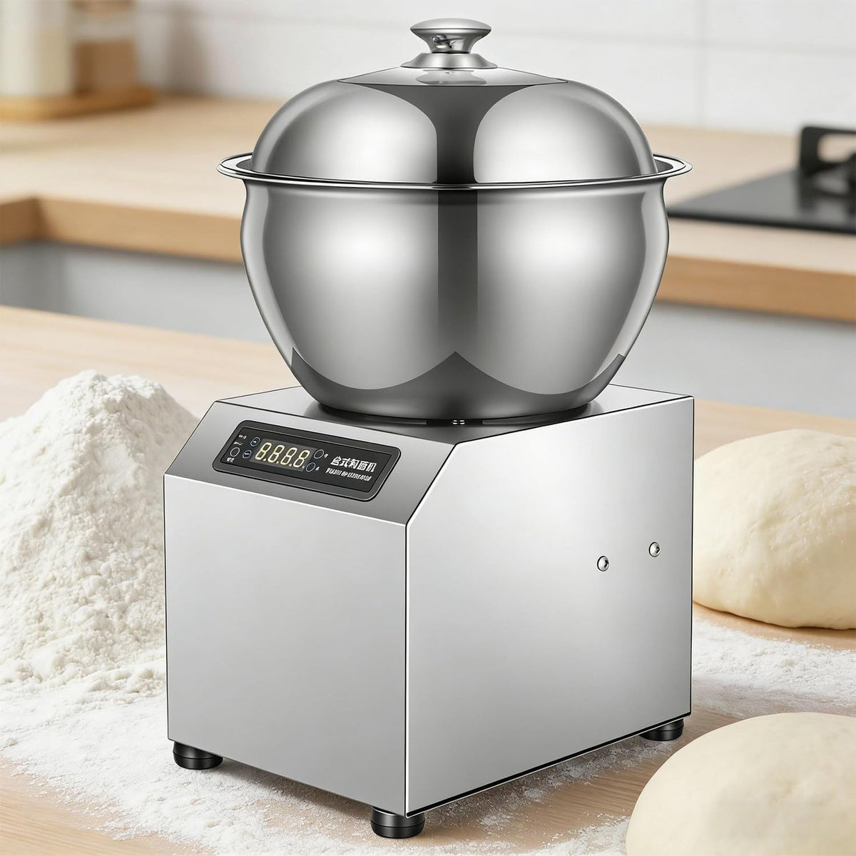 Ostreemaner Machines à pâtes, 550 W/750 W, 8 Kg, 8 kg, Argenté, Pétrin électrique, Machine à Pétrir, en Acier Inoxydable