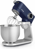H.Koenig Robots multifonctions, 5 L, 800 W, Argenté/Bleu, Robot Pétrin Professionnel Multifonctions KM126 Inox bleu mat Puissant