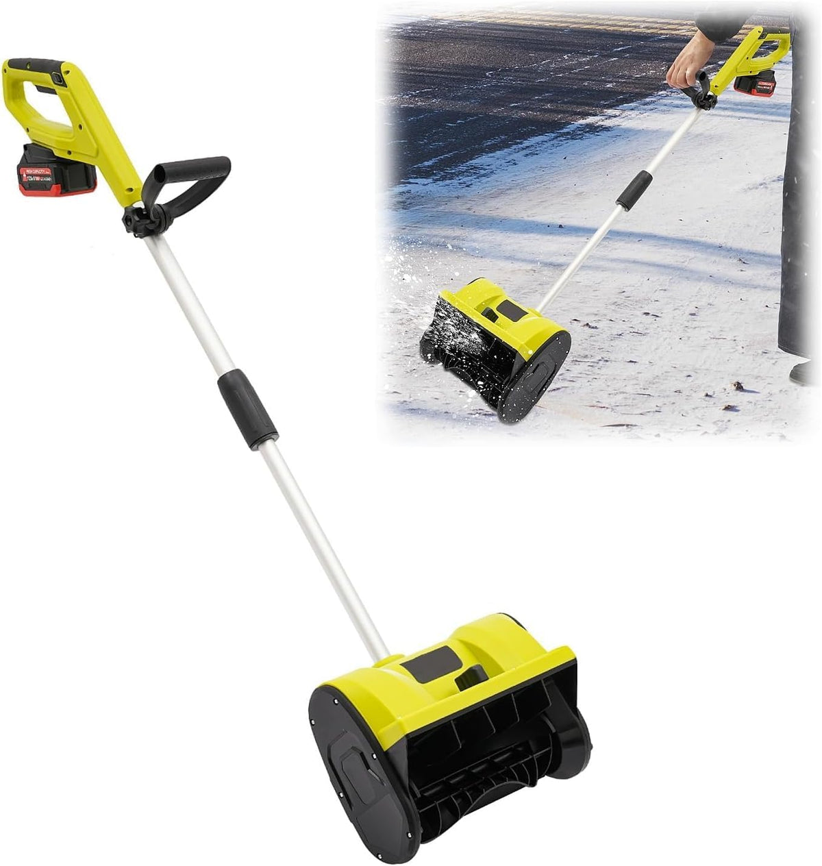 Chelngveo fraise à neige, 1200 W., environ 60 dB., 2200 tr/min, 33 cm, plastique., vert., Déneigeuse sans fil 1200 W avec de largeur pour terrasses