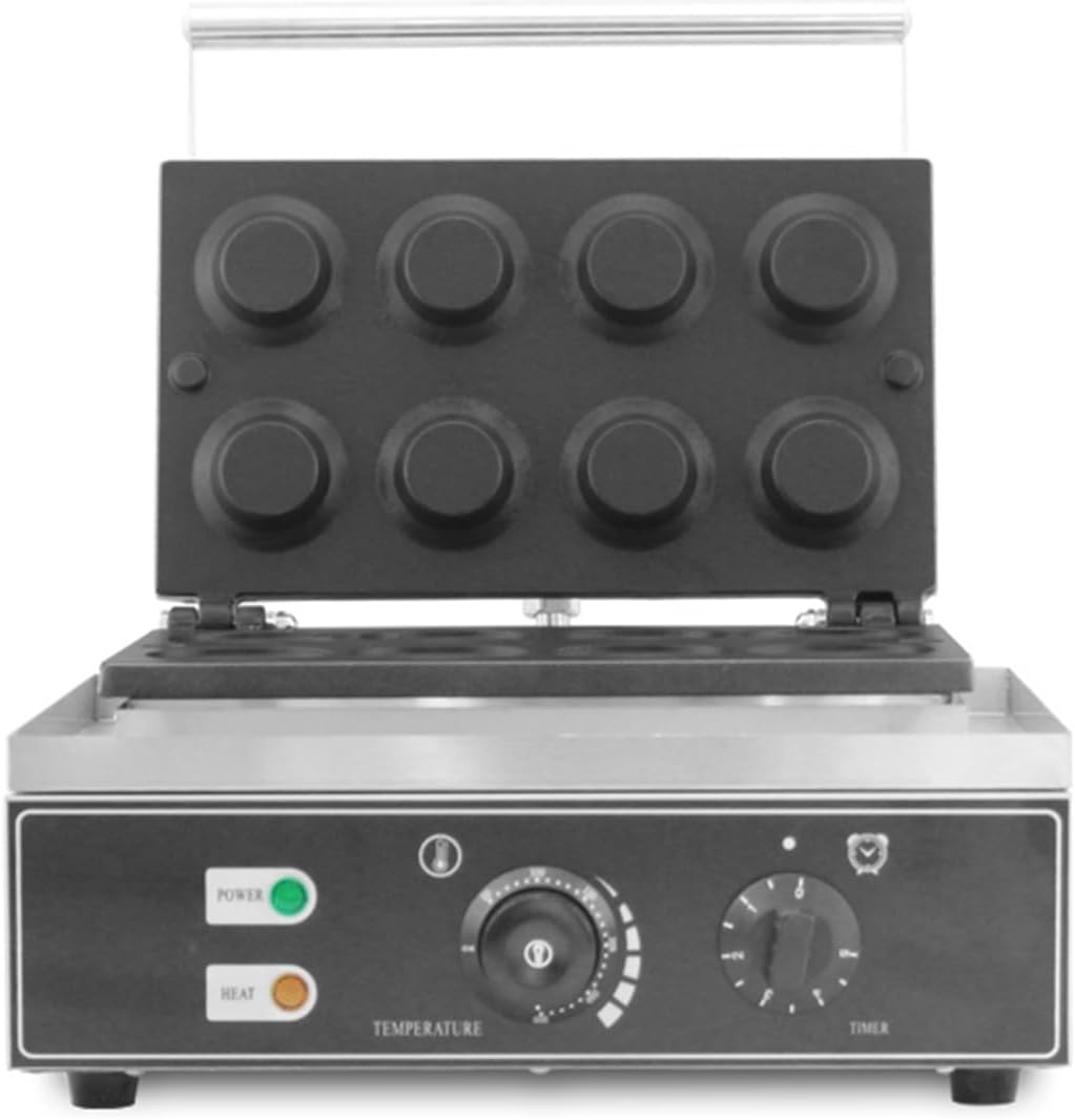 CLEIDE Friteuses, 1550w, 50-60 Hz, Noir, Écologique Mini Machine à tartelettes antiadhésive commerciale à 8 trous
