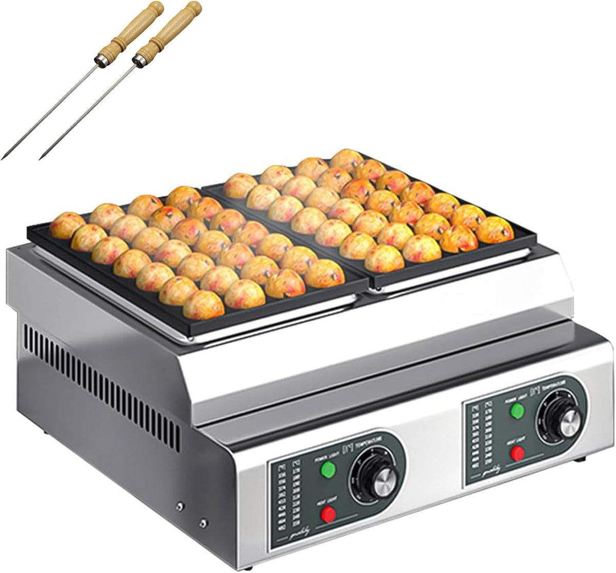 Machine plancha, 42,5*48*21 Cm/16,73*18,9*8,27 Pouces, 4200 W(2*2100w), 110-220 V, Noir, Idéale pour les Stands de Street Food Et les Food Trucks