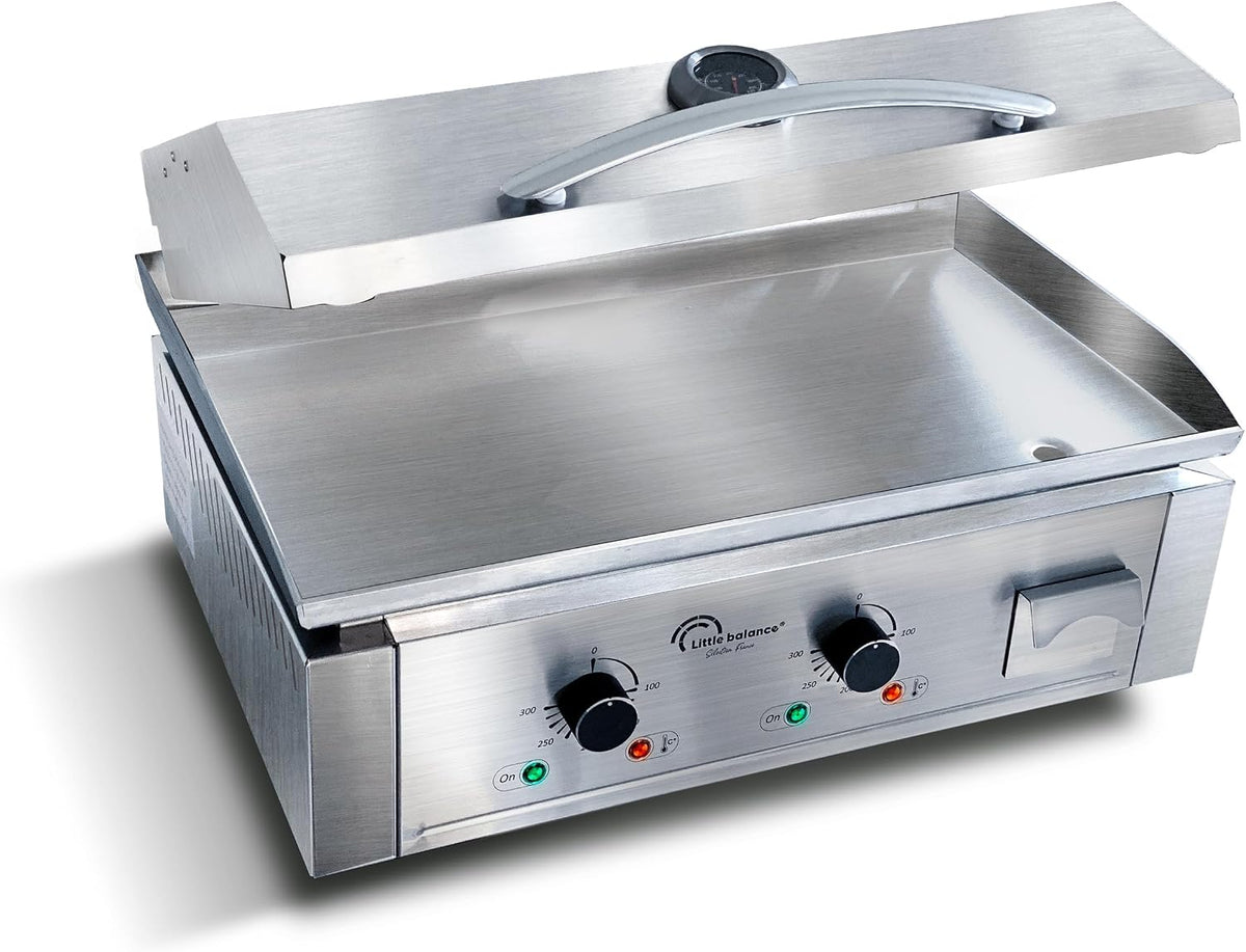 LITTLE BALANCE plancha, 3500 W, Argenté, 8473 Aquitaine Pro Plus, électrique professionnelle, 2 zones de cuisson