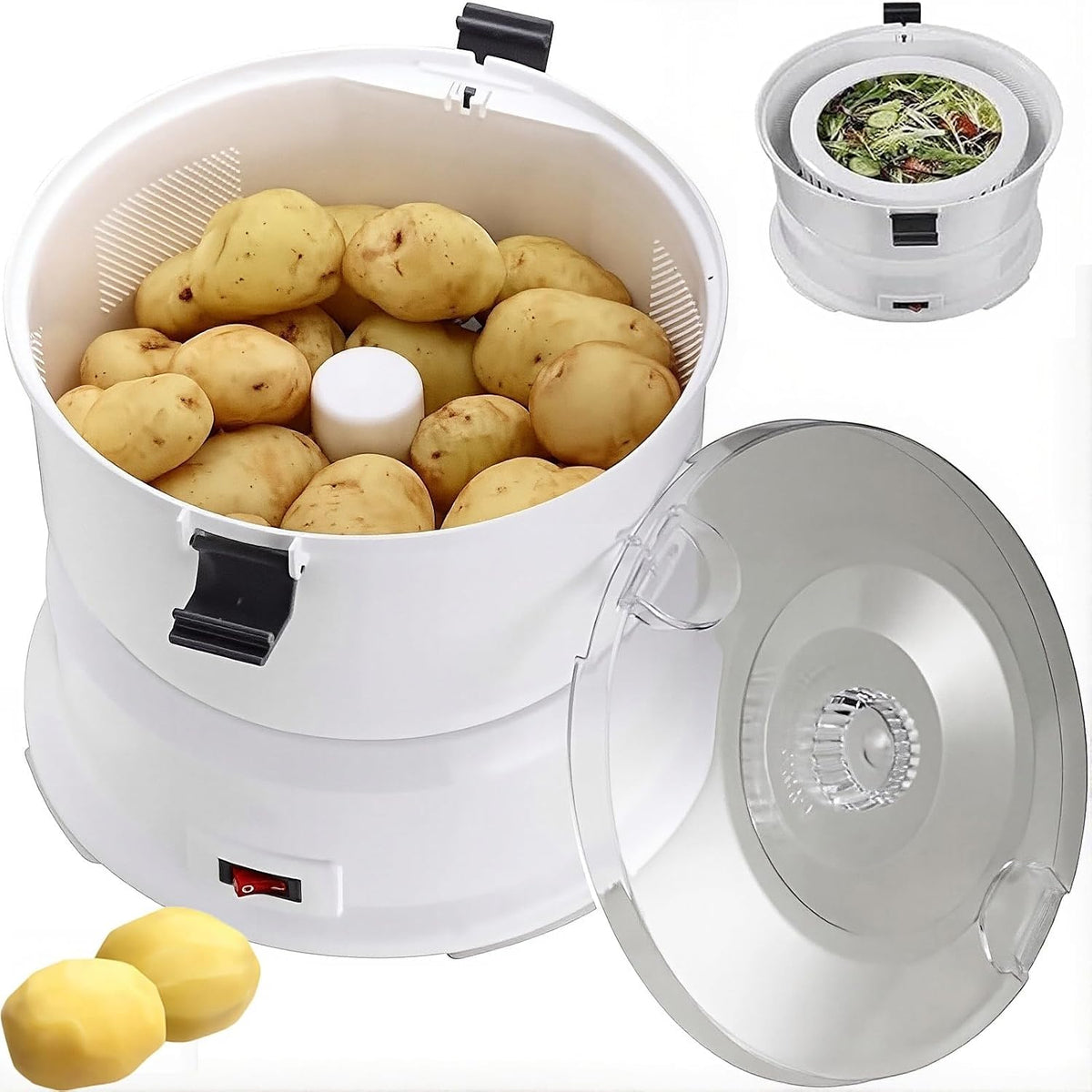Éplucheur Éplucheurs, 1 kg, Noir, de pommes de terre électrique, automatique de légumes avec capacité, épluchage rapide en 1 minute