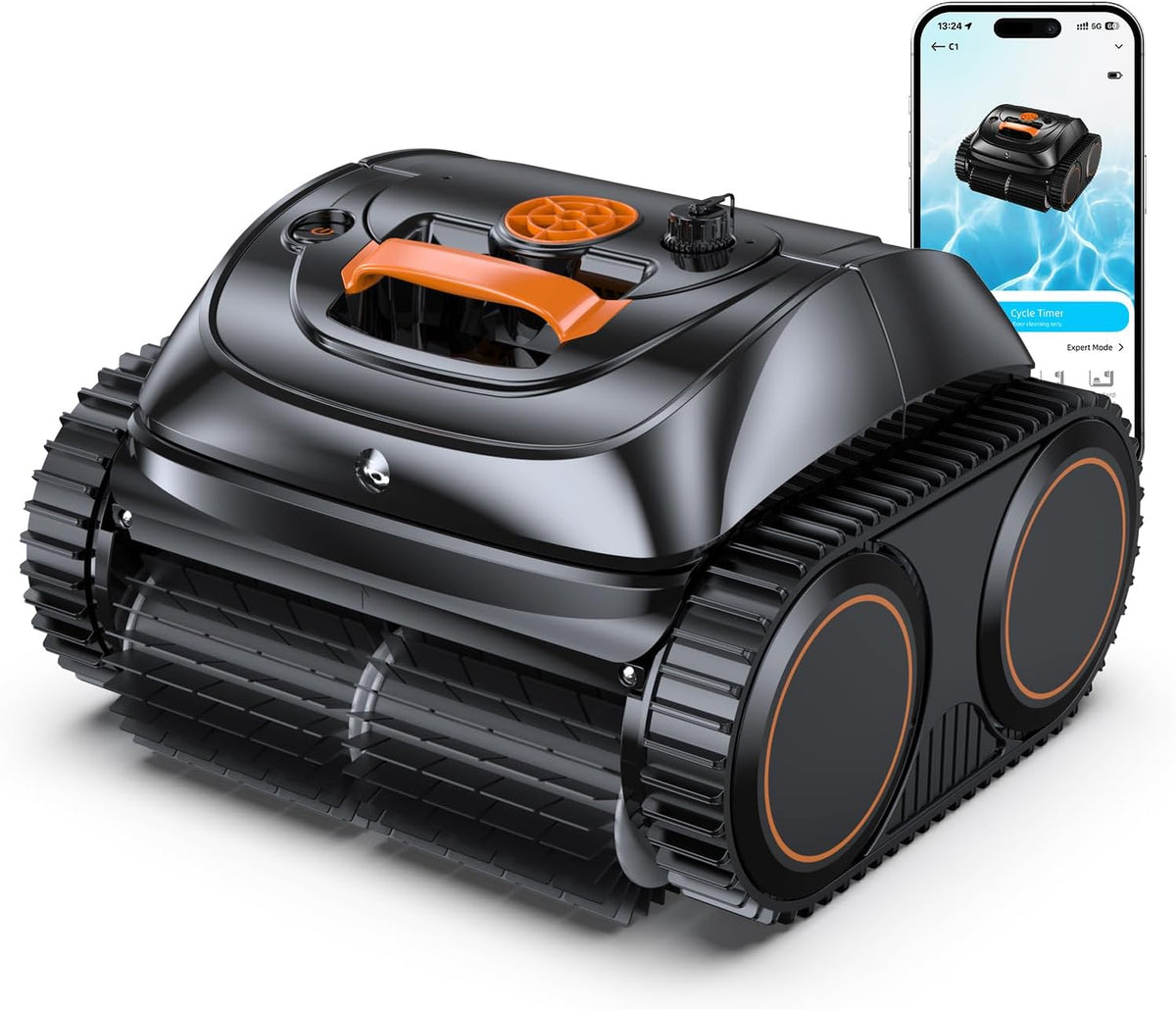 WINNY POOL CLEANER Systèmes de nettoyage automatique, Orange/Noir, Winny C1 Robot Piscine sans Fil-Nettoie Fond et Parois