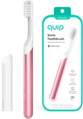 Quip Soniques, Rose, Brosse à dents électrique pour adulte, Brosse à dents sonique avec housse de voyage et support miroir