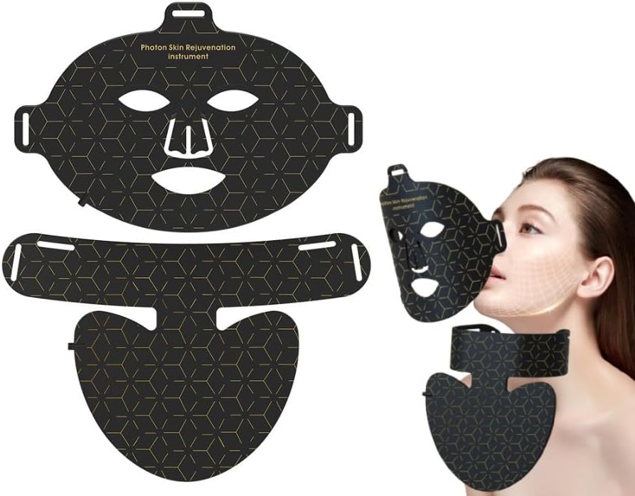 ZWOIVHE Masques, Noir, Korons Masque Visage LED Thérapie Facial A La Lumière Proche Infrarouge